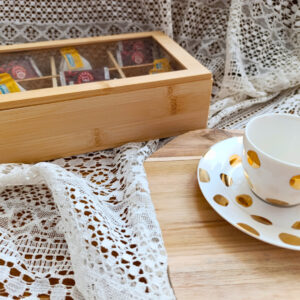 Pudełko z 6 przegrodami na herbatę – bambusowe