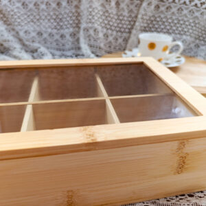 Pudełko z 6 przegrodami na herbatę – bambusowe